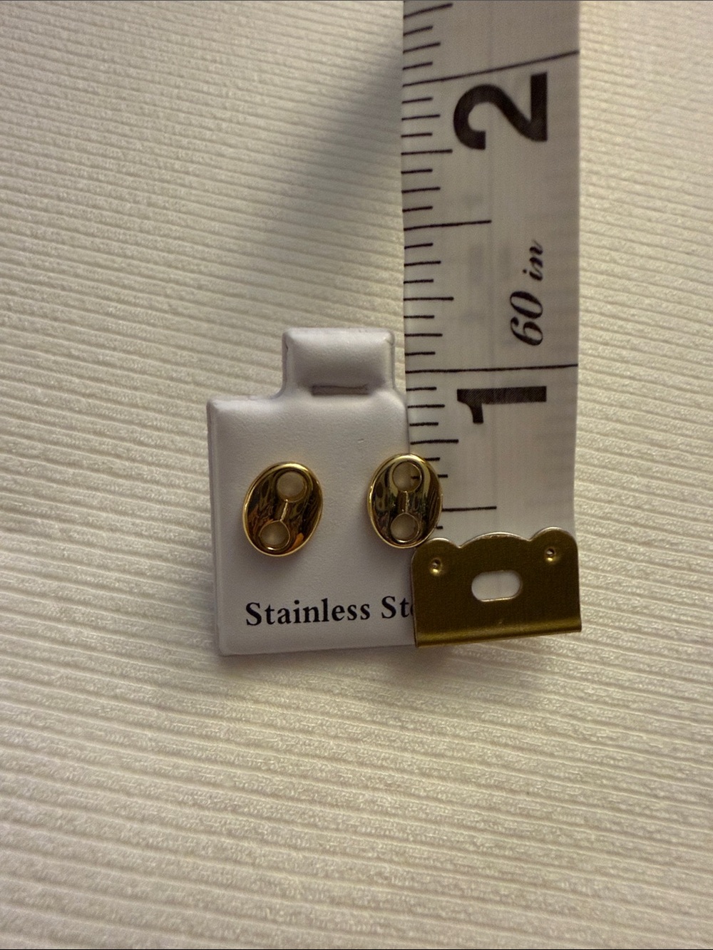 Gold Oval Stainless Steel Stud Earrings - Polished Gold Tone